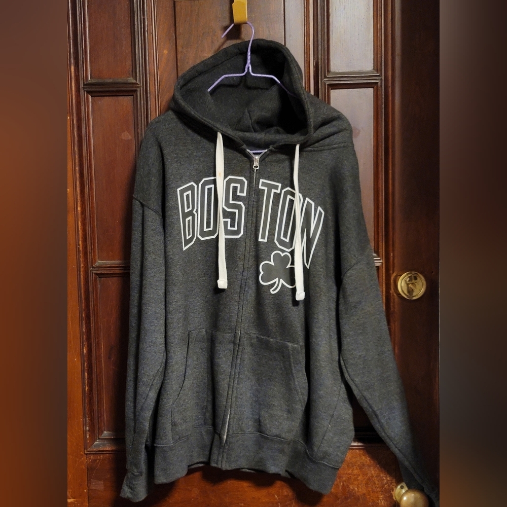 Boston Thick Fleece Full Zip Hoodie with Shamrock Men's Medium